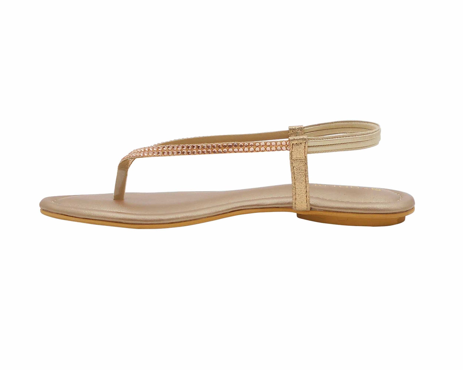 Oyoqchi's flat sandal rose gold.