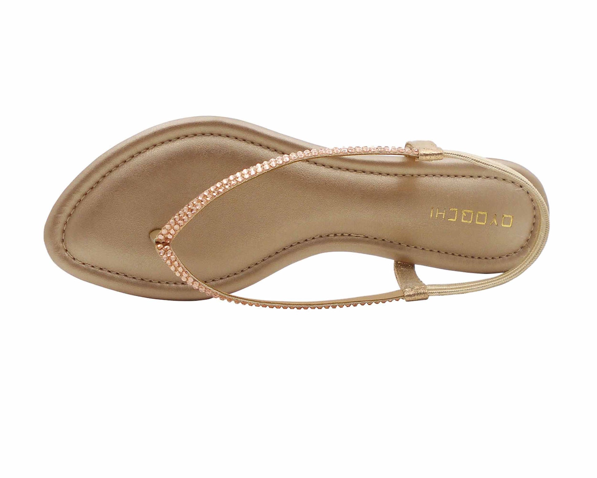 Women's flat sandal rose gold.