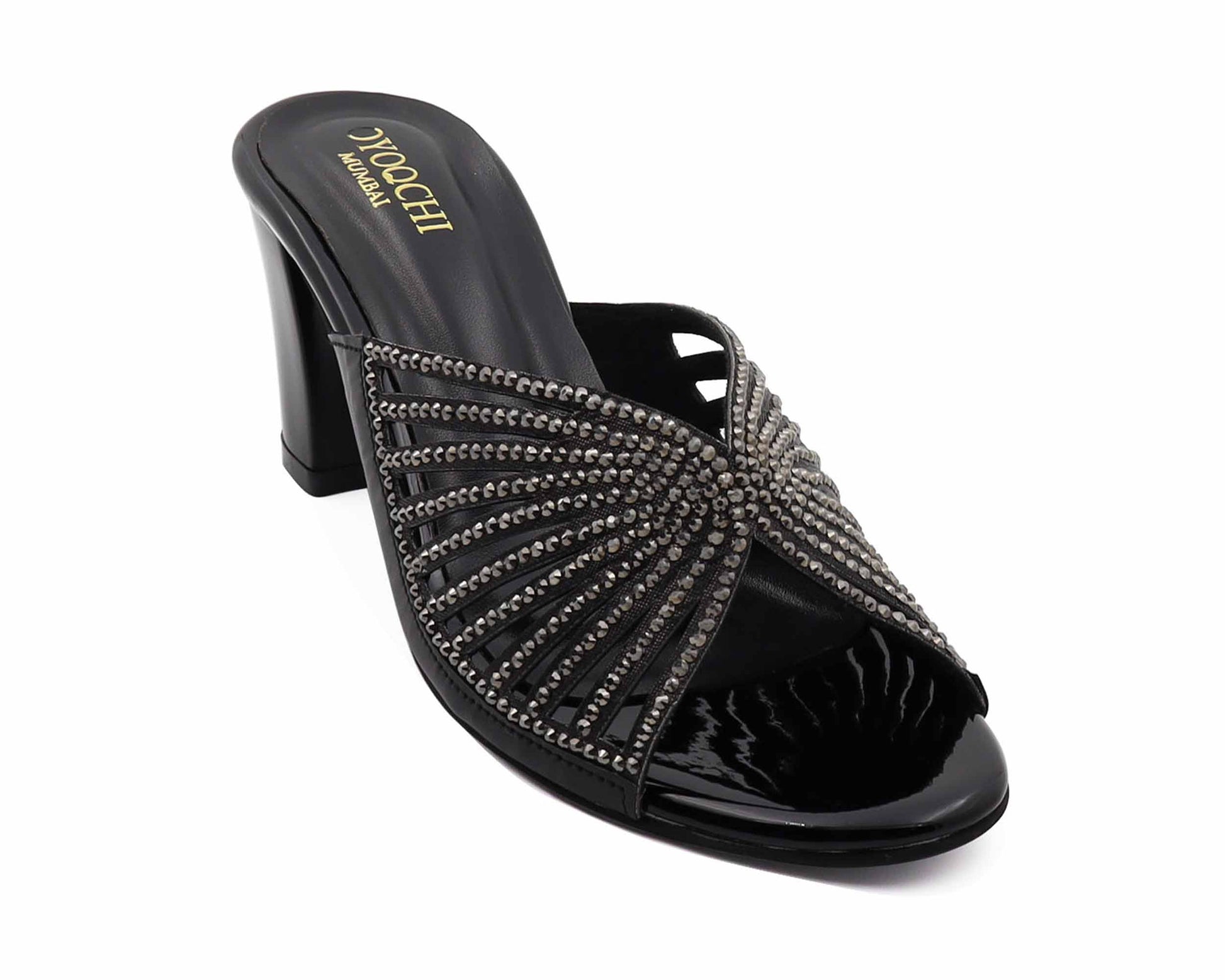 Block heel sandal with 3 heel height for women and girls black