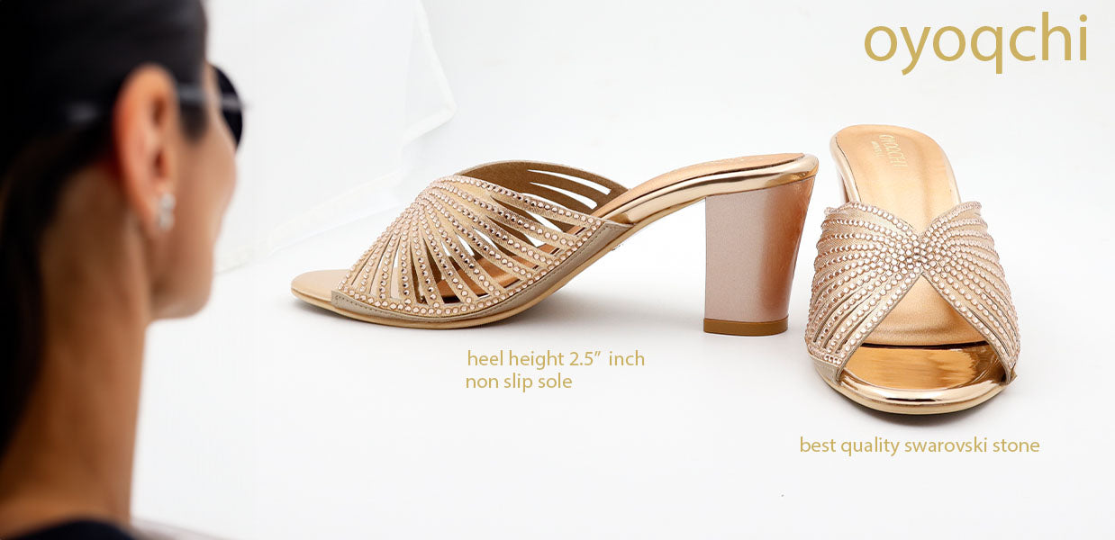  Women's pink block heel sandal 3 inch bronze