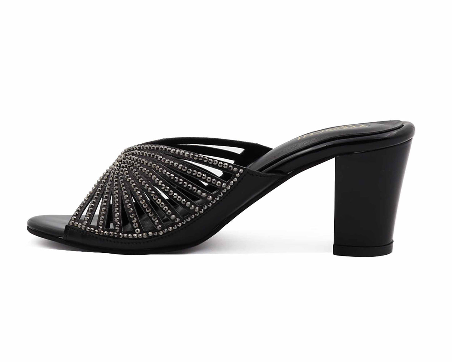 Block heel sandal with 3 heel height for women and girls black