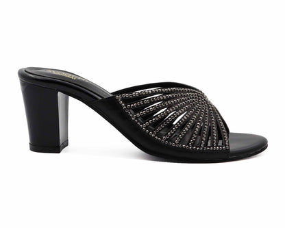 Block heel sandal with 3 heel height for women and girls black