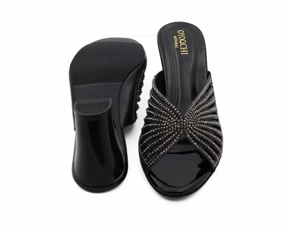 Block heel sandal with 3 heel height for women and girls black