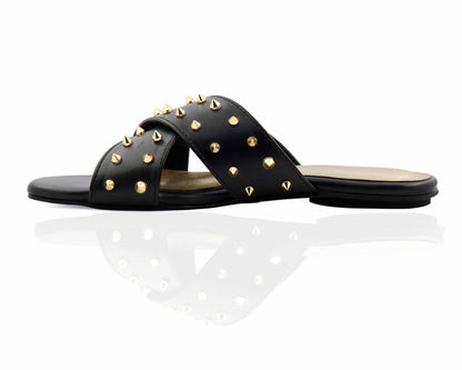 Women's black flat sandal