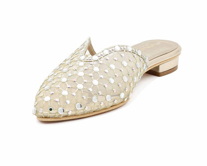 Women's golden flat mule.